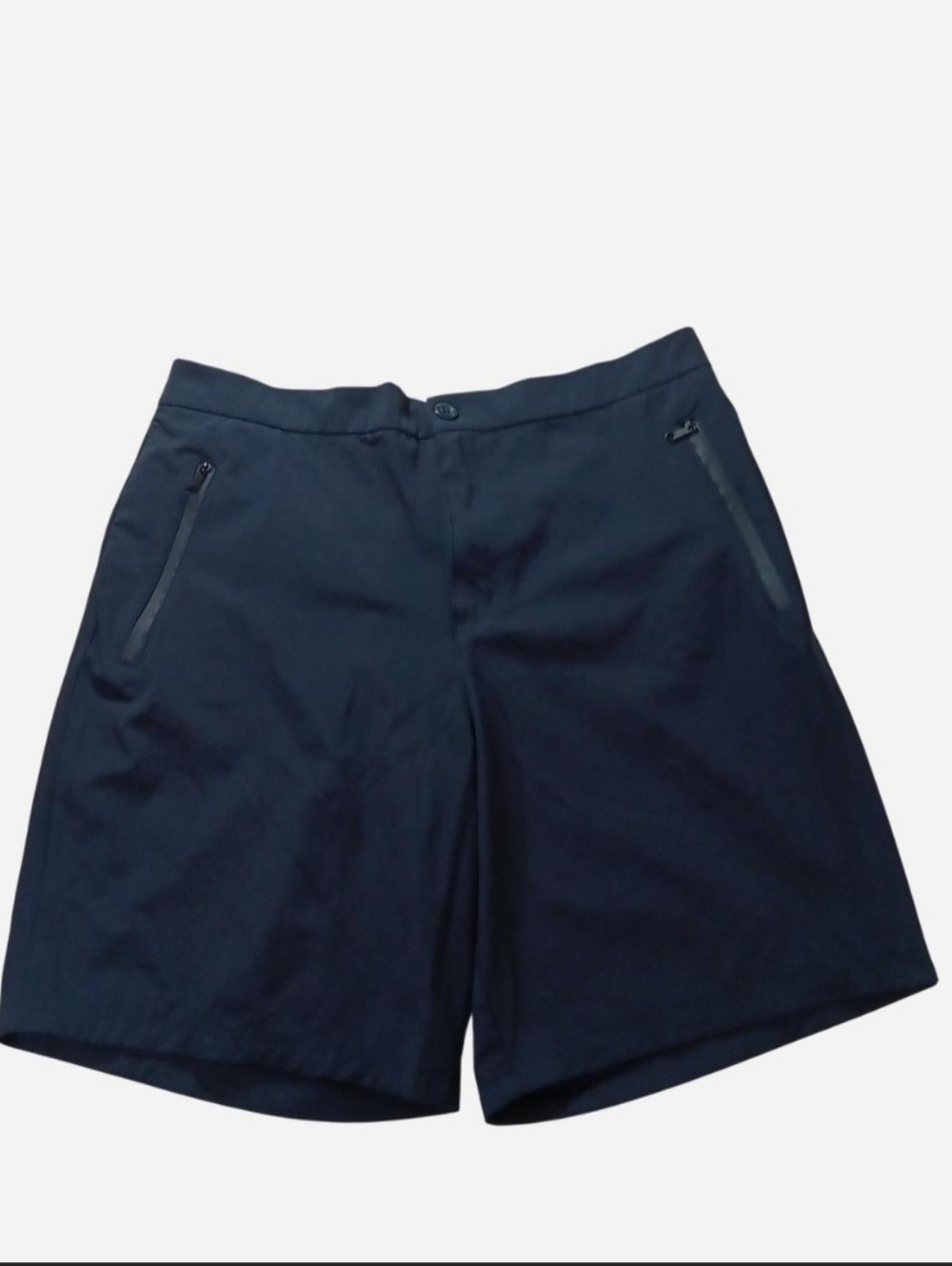 Aspen Bermuda Navy Blue Shorts Sz XL Nylon Zipper Pockets Elastic Waisband Golf